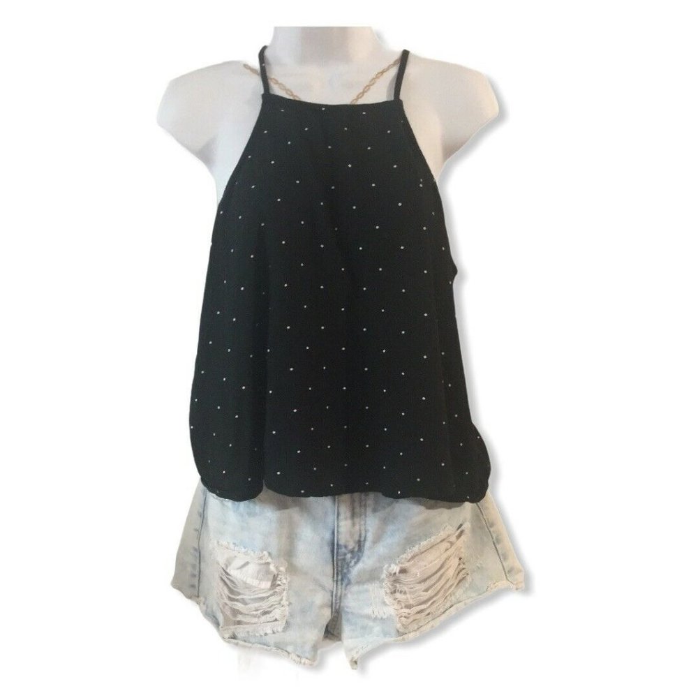 Hollister‎ Halter Crop Top Black Polka Dot Sz Small
